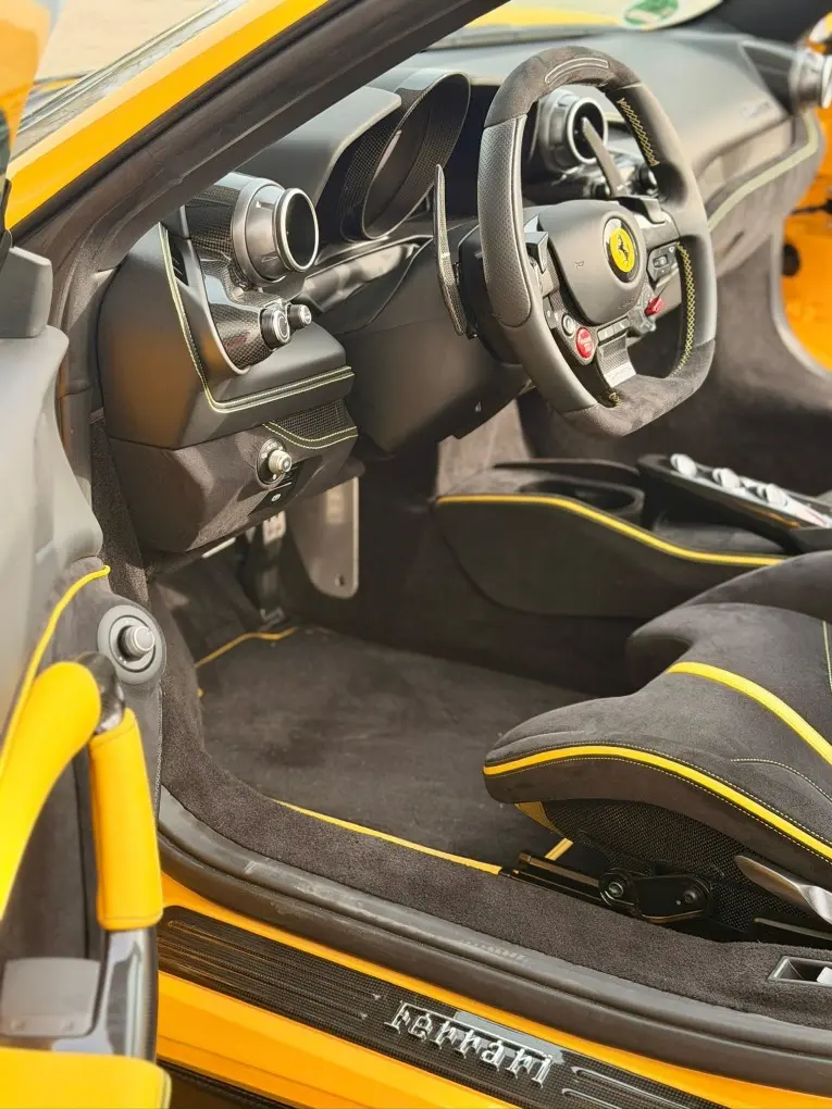 Ferrari F8 SPIDER 2023, interior — Marbella Super Car Rental, Marbella. Ferrari F8 SPIDER in Marbella El alquiler del Ferrari F8 SPIDER en Marbella permite…