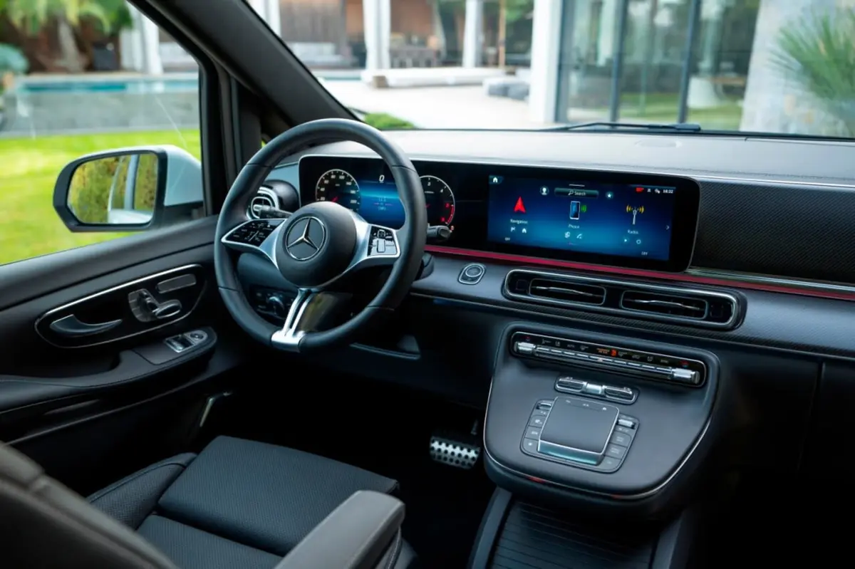 Mercedes Benz V300 8 seats 2025, dashboard — Marbella Super Car Rental, Marbella. Mercedes Benz V300 8 seats in Marbella Hiring the Mercedes Benz V300 8 seats in Marbella…