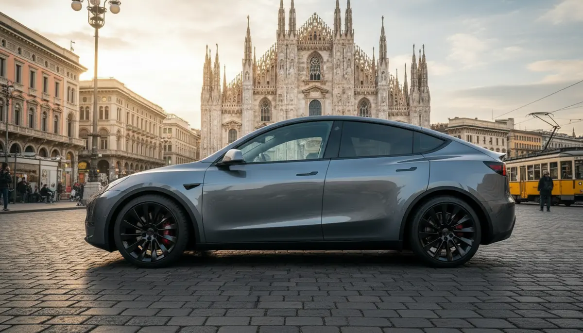 Tesla Model Y Long Range 2023, rear view — Marbella Super Car Rental, Marbella. Tesla Model Y Long Range in Marbella Renting the Tesla Model Y Long Range in Marbella…